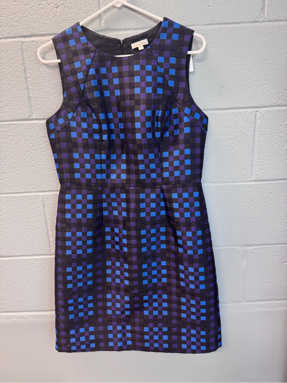 Shoshanna Metallic Checkerboard Cocktail Dress 10